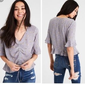 American Eagle Lilac Floral Blouse